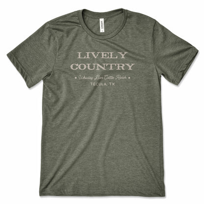 WBCR - LIVELY COUNTRY - HEATHER MILITARY W/ TAN PREMIUM TEE