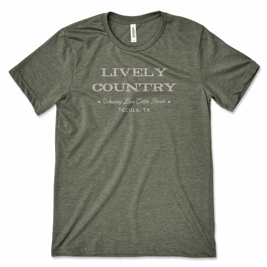 NEW!!! WBCR - LIVELY COUNTRY - HEATHER MILITARY W/ TAN PREMIUM TEE
