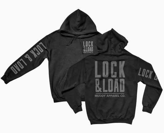 NEW!!! LOCK & LOAD - BLACK W/ CHARCOAL PREMIUM HOODIE