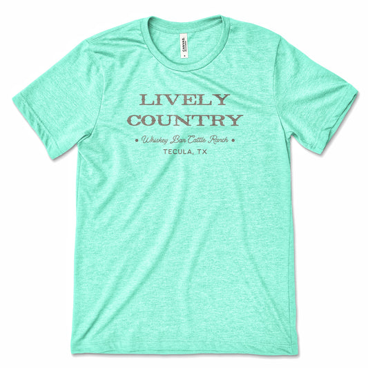 NEW!!! WBCR - LIVELY COUNTRY - HEATHER MINT W/ TAN PREMIUM TEE