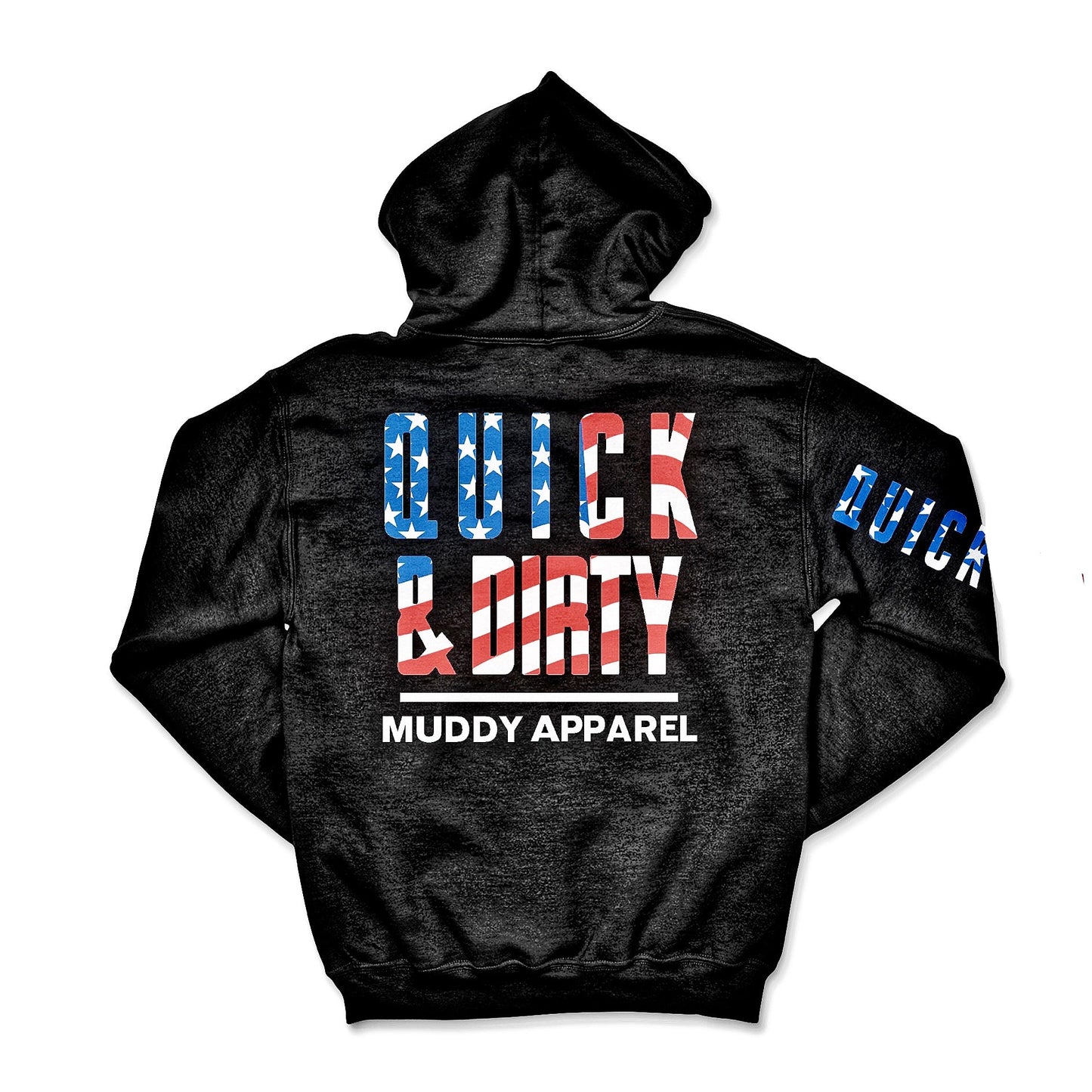 QUICK & DIRTY - CLASSIC AMERICA - BLACK W/ U.S. FLAG PREMIUM HOODIE
