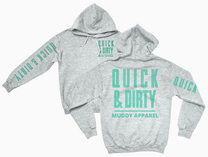 NEW!! QUICK & DIRTY - ASH GREY W/ SPRING MINT PREMIUM HOODIE
