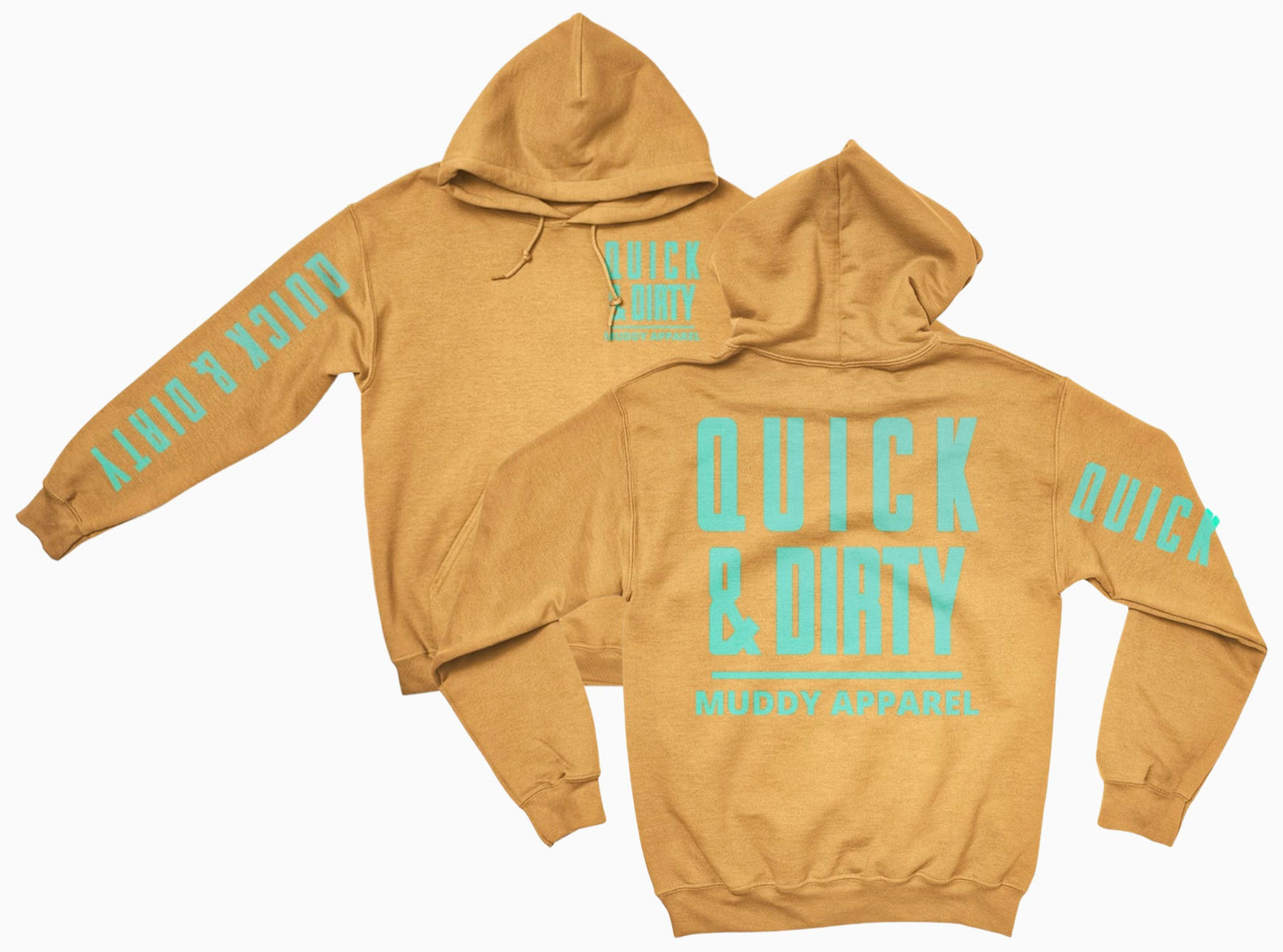 NEW!! QUICK & DIRTY - ANTIQUE GOLD W/ SPRING MINT PREMIUM HOODIE