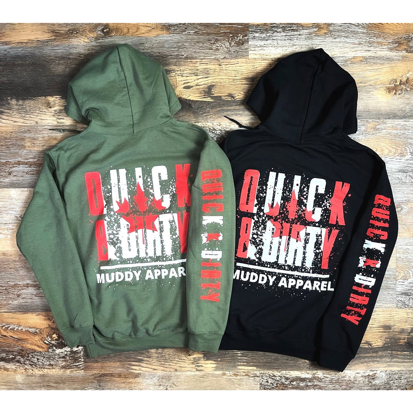 QUICK & DIRTY - “MUDDY STYLE” - MILITARY W/ CANADA FLAG PREMIUM HOODIE